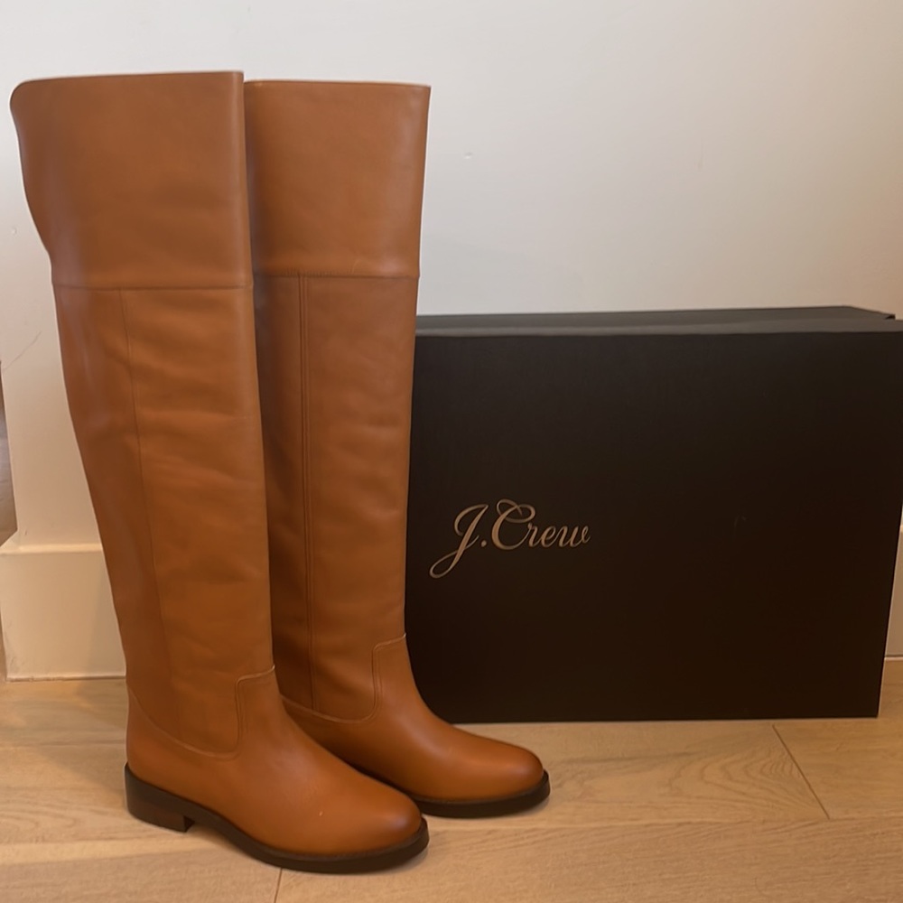 NIB JCrew Leather over-the-knee riding boots - Caramel, 8.5